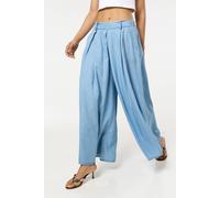 Liquorish Women's Light Blue Denim Wide Leg Palazzo Trousers Liquorish Light Blue One Size