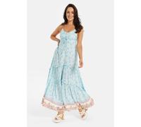 Liquorish Women's Light Blue Floral Cami Maxi Dress with Contrast Hem | Size: 12 Liquorish Multicolor 12