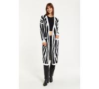 Liquorish Women's Longline Cardigan In Black & White Zebra Pattern | Size: Small Liquorish Black S