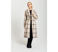 Liquorish Women's Longline Check Coat in White | Size: 10 Liquorish White 10