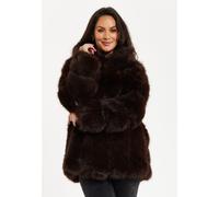 Liquorish Women's Luxe Chocolate Brown Faux Fur Jacket with Hood Liquorish Brown One Size