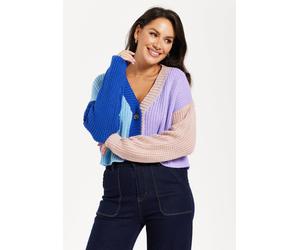 Liquorish Women's Midi Houndstooth Pattern Cardigan In Blue & Cream Liquorish Multicolor One Size