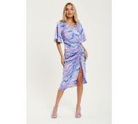 Liquorish Women's Midi Wrap Dress With Abstract Zebra Print in Lilac | Size: 14 Liquorish Lilac 14