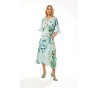 Liquorish Women's Mint Green Bird & Floral Wrap Maxi Dress With Lace Details | Size: 10 Liquorish Multicolor 10