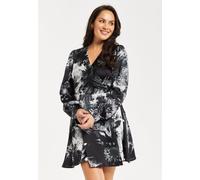 Liquorish Women's Mono Abstract Print Mini Wrap Dress | Size: 12 Liquorish Multicolor 12