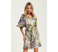 Liquorish Women's Multicolour Abstract Print Mini Dress With Cut Out Front | Size: 16 Liquorish Multicolor 16