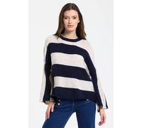 Liquorish Women's Navy Cream Stripe Wool Blend Jumper Liquorish Navy One Size