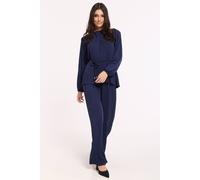 Liquorish Women's Navy Pleated Co-Ord Top & Trousers Liquorish Navy One Size