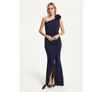 Liquorish Women's One Shoulder Navy Rose Maxi Dress | Size: 14 Liquorish Navy 14