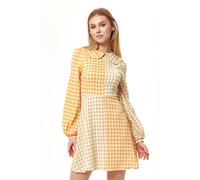Liquorish Women's Orange Check Mini Dress With Collar | Size: 10 Liquorish Orange 10