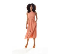 Liquorish Women's Orange Midi Dress with Open Back & Elasticated Waist | Size: 12 Liquorish Orange 12