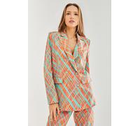 Liquorish Women's Orange Scribble Print Blazer | Size: 10 Liquorish Orange 10