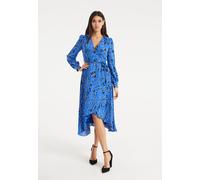 Liquorish Women's Painterly Floral Print Midi Dress In Blue | Size: 10 Liquorish Blue 10