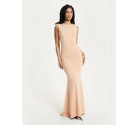 Liquorish Women's Peach Draped Cowl Back Maxi Dress in Pink | Size: 16 Liquorish Pink 16