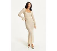 Liquorish Women's Pearl Embellished Maxi Dress in Cream | Size: Medium Liquorish Cream M