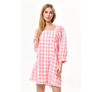 Liquorish Women's Pink Gingham Puff Sleeve Dress | Size: 10 Liquorish Pink 10