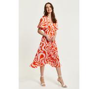 Liquorish Women's Pink & Red Abstract Print Midi Wrap Dress | Size: 10 Liquorish Multicolor 10