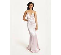 Liquorish Women's Pink Satin Plunge Maxi Dress | Size: 10 Liquorish Pink 10