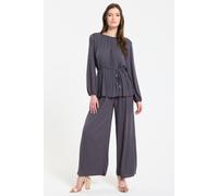 Liquorish Women's Pleated Charcoal Top & Trouser Set in Grey Liquorish Grey One Size