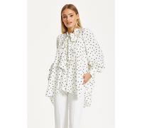 Liquorish Women's Polka Dot Ruffle High-Low Blouse in White | Size: 16 Liquorish White 16