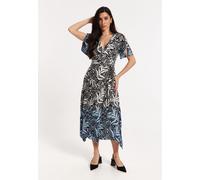 Liquorish Women's Printed Blue Dip Dye Wrap Midaxi Dress | Size: 16 Liquorish Multicolor 16