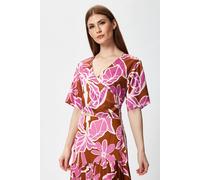 Liquorish Women's Purple Floral Top with Short Sleeves | Size: 14 Liquorish Multicolor 14