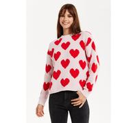 Liquorish Women's Red Heart-Print Knit Jumper | Size: Small Liquorish Multicolor S