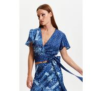 Liquorish Women's Scarf Print Angel Sleeve Wrap Top | Size: 14 Liquorish Multicolor 14