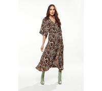 Liquorish Women's Scribble Print Maxi Wrap Dress With Kimono Sleeves In Brown | Size: 14 Liquorish Brown 14