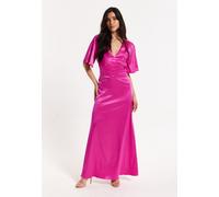 Liquorish Women's Short Sleeve Dark Pink Maxi Dress | Size: 16 Liquorish Pink 16