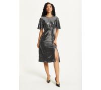 Liquorish Women's Silver Sequin Midi Party Dress | Size: 18 Liquorish Silver 18