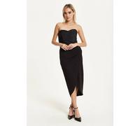 Liquorish Women's Strapless Black Midi Dress | Size: 12 Liquorish Black 12