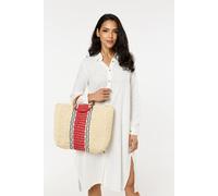 Liquorish Women's Striped Woven Beach Tote Bag in Natural Liquorish Natural