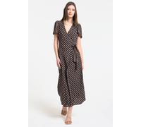 Liquorish Women's Striped Wrap Midi Dress with Tie | Size: 16 Liquorish Multicolor 16