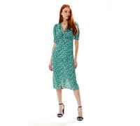 Liquorish Women's Stroke Print Knot Front Dress in Green | Size: 14 Liquorish Green 14