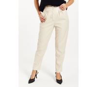 Liquorish Women's Tapered Leather Look Trousers in Cream | Size: 12 Liquorish Cream 12