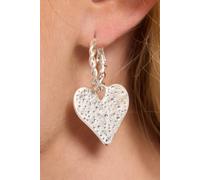 Liquorish Women's Textured Silver Heart Drop Earrings Liquorish Silver One Size
