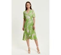 Liquorish Women's Tropical Print Midi Wrap Dress in Green | Size: 8 Liquorish Green 8