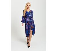 Liquorish Women's Vivid Zebra Print Button Up Midi Dress in Blue | Size: 16 Liquorish Blue 16