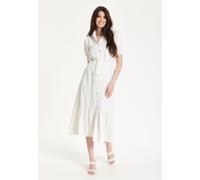 Liquorish Women's White Belted Button Midi Dress | Size: 18 Liquorish White 18