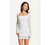 Liquorish Women's White Pearl Embellished Mini Dress | Size: Small Liquorish White S