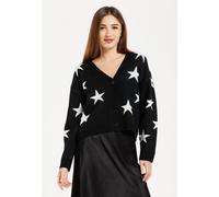 Liquorish Women's White Star Cardigan In Black | Size: Large Liquorish Black L