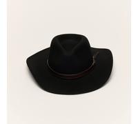 Liquorish Women's Wool Cowboy Hat With Slim Leather Band in Black | Size: Small Liquorish Black S