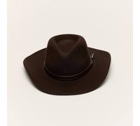 Liquorish Wool Cowboy Hat With Slim Leather Band In Brown Brown