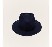 Liquorish Women's Wool Felt Fedora Hat with Leather Band in Navy | Size: XL Liquorish Navy XL