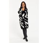 Liquorish Women's Zebra-Print Long Open Cardigan in Black&White in Black | Size: S/M Liquorish Black S/M
