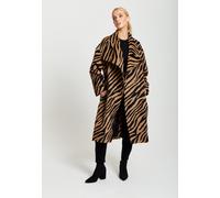 Liquorish Women's Zebra Print Longline Coat In Brown & Black | Size: 10 Liquorish Brown 10