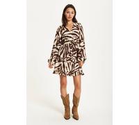 Liquorish Women's Zebra Print Ruffle Wrap Dress | Size: 8 Liquorish Multicolor 8