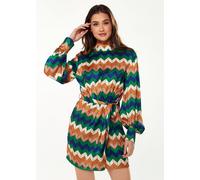 Liquorish Women's Zig Zag Print Mini Dress in Cool Tones Liquorish Multicolor One Size