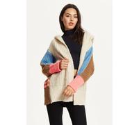 Liquorish Wool Blend Colour Block Hooded Cardigan Multi One Size